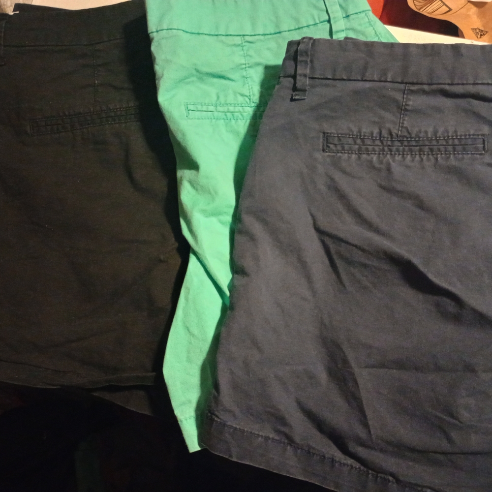 Three Old Navy Casual Shorts in Black, Mint, and Navy Size 6